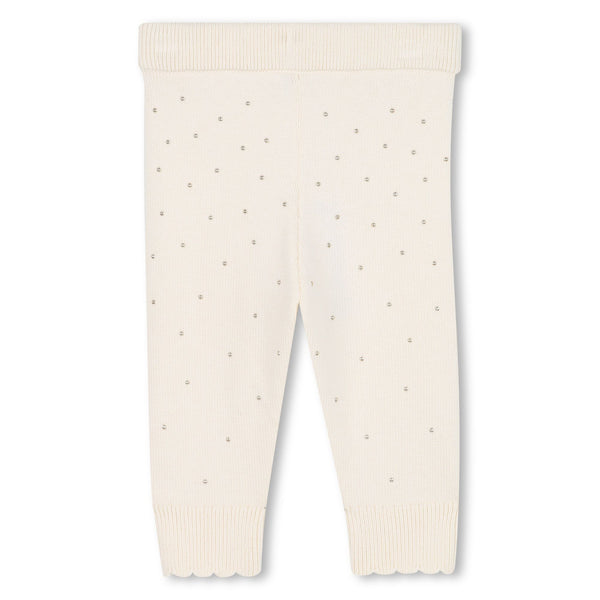 Ivory Knitted Rhinestone Pants