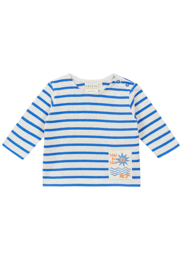 Electric Blue Baby Striped Long Sleeve Tee