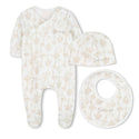 Off White Quilted Bear Footie Gift Set