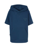 Blue Pocket Short Sleeve Hoodie