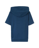 Blue Pocket Short Sleeve Hoodie