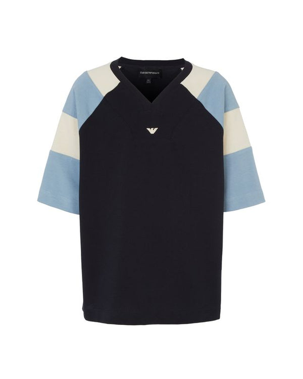 Blue Colorblock Sleeve Tee