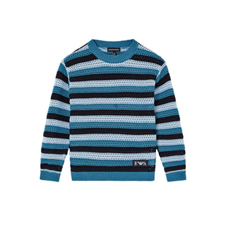 Blue Striped Knit Sweater