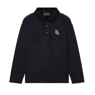 Navy Embroidered Logo Long Sleeve Polo