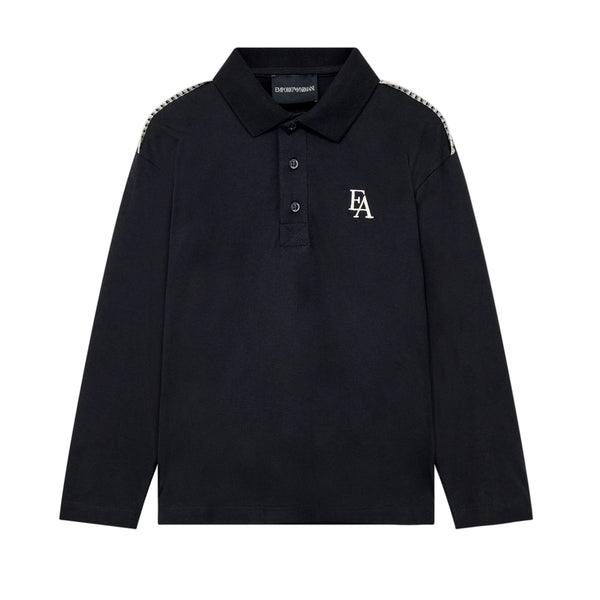 Navy Embroidered Logo Long Sleeve Polo