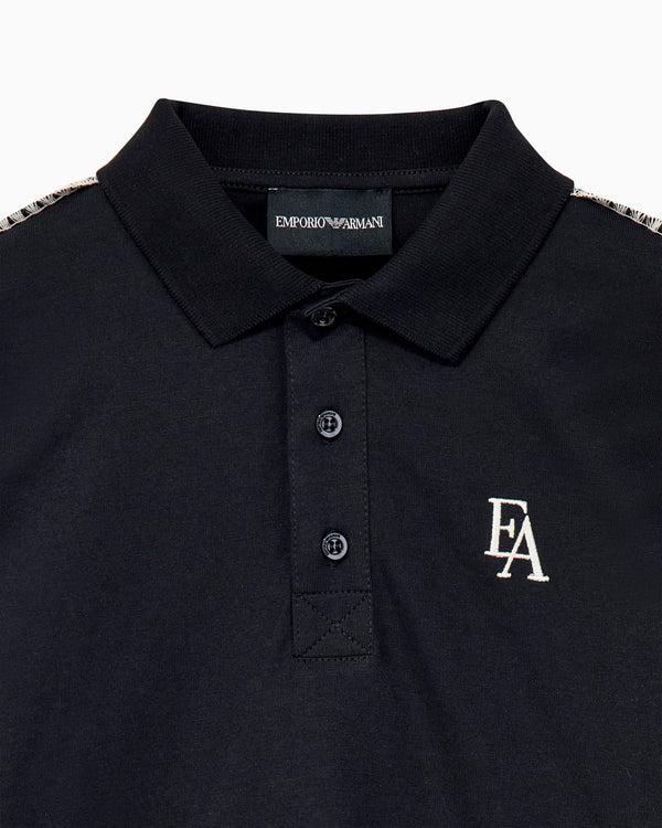 Navy Embroidered Logo Long Sleeve Polo