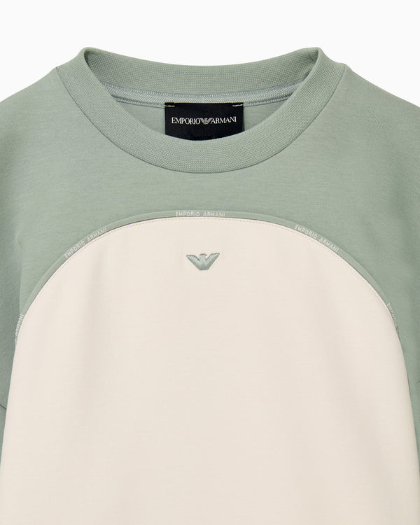 Green and Cream Sporty Crewneck