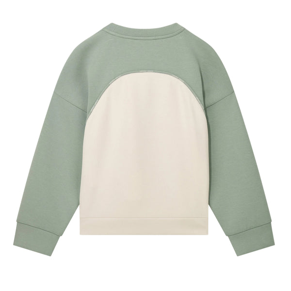 Green and Cream Sporty Crewneck