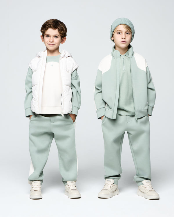 Green and Cream Sporty Crewneck