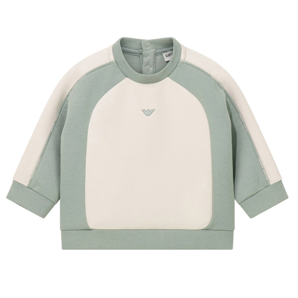 Baby Green and Cream Sporty Crewneck