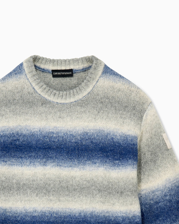 Blue Faded Striped Sweater