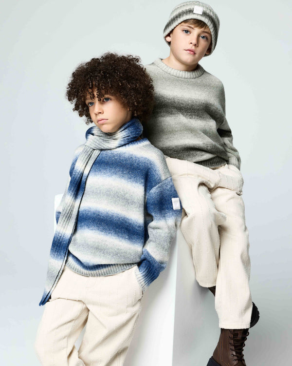 Blue Faded Striped Sweater