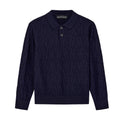 Navy EA Knit Long Sleeve Polo