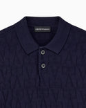 Navy EA Knit Long Sleeve Polo