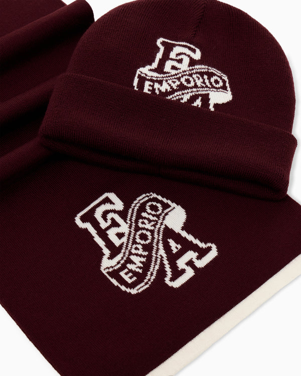 Maroon Varsity Logo Hat and Scarf Set