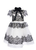 White LL Organza Dress with Black Lace