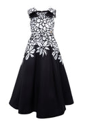 Black and White Printed Mikado Gown