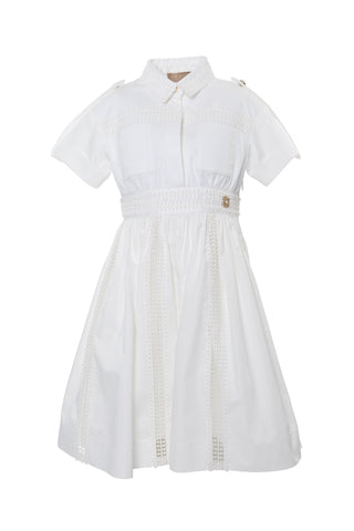 Cream Cotton Collared Dress