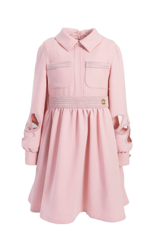 Pink Crepe Embroidered Dress