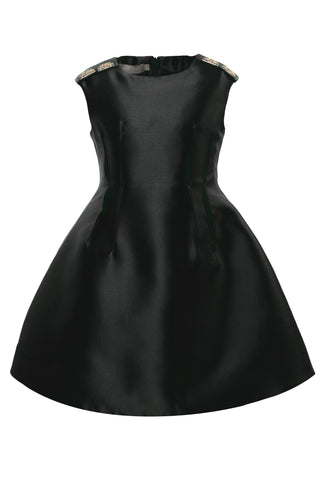 Black Mikado Jewel Dress