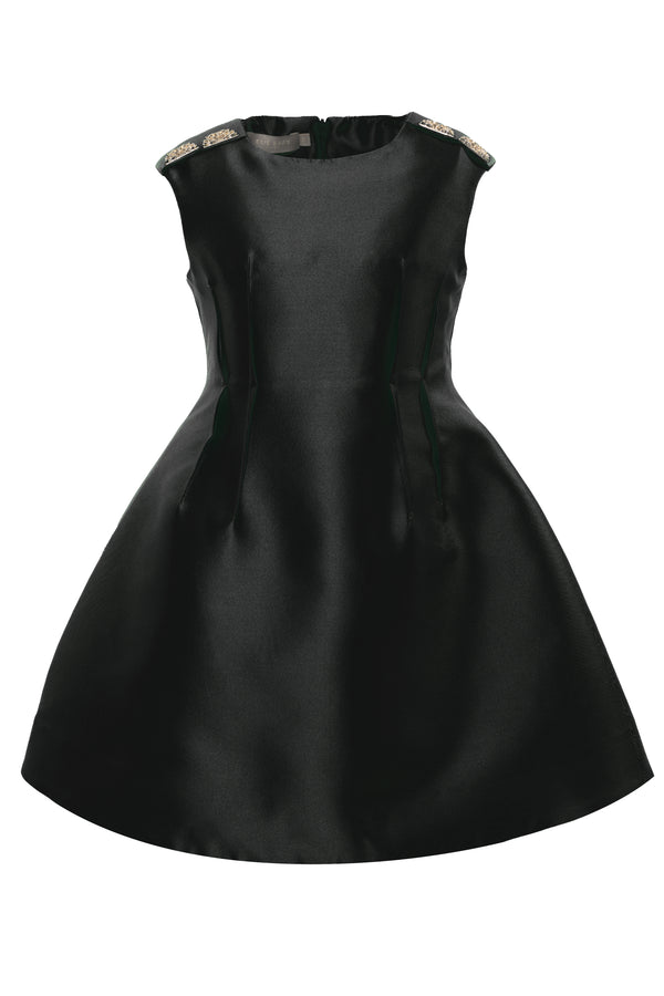 Black Mikado Jewel Dress