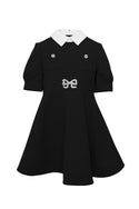 Black with White Collar Crepe Dress