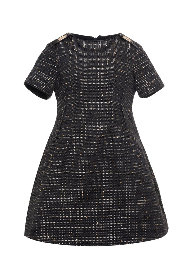 Black Tweed Sequin Dress