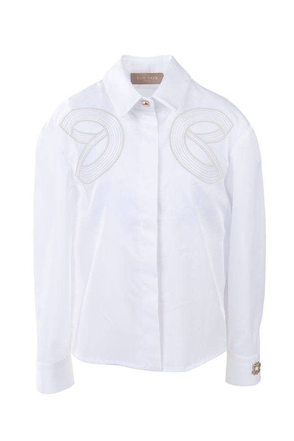 Cream Chest Detail Button Down Shirt