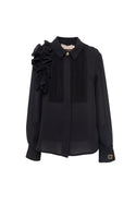 Black Ruffle Detail Shirt