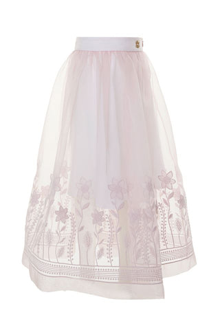 Pink Embroidered Organza Skirt