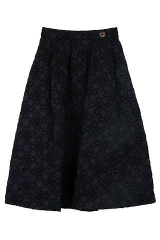 Black Embroidered Taffeta Skirt