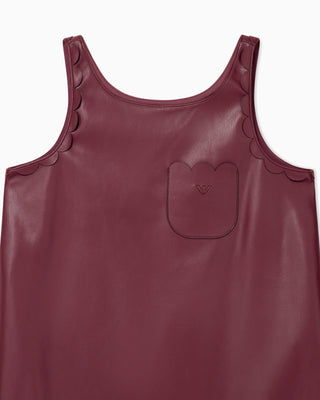 Maroon Faux Leather Scallop Dress
