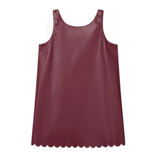 Maroon Faux Leather Scallop Dress