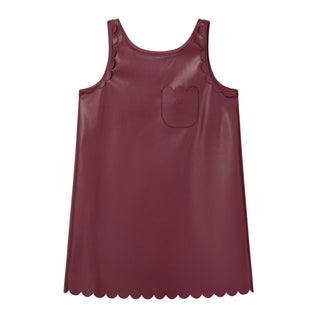 Maroon Faux Leather Scallop Dress