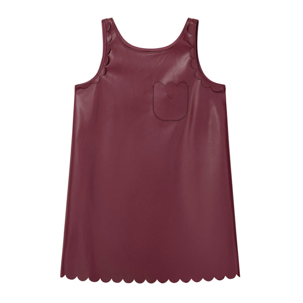 Maroon Faux Leather Scallop Dress
