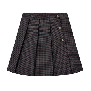 Grey Houndstooth Pleated Skirt