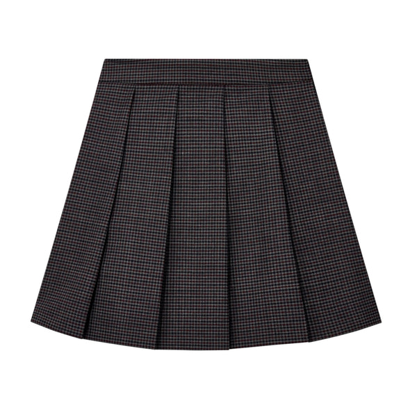 Grey Houndstooth Pleated Skirt