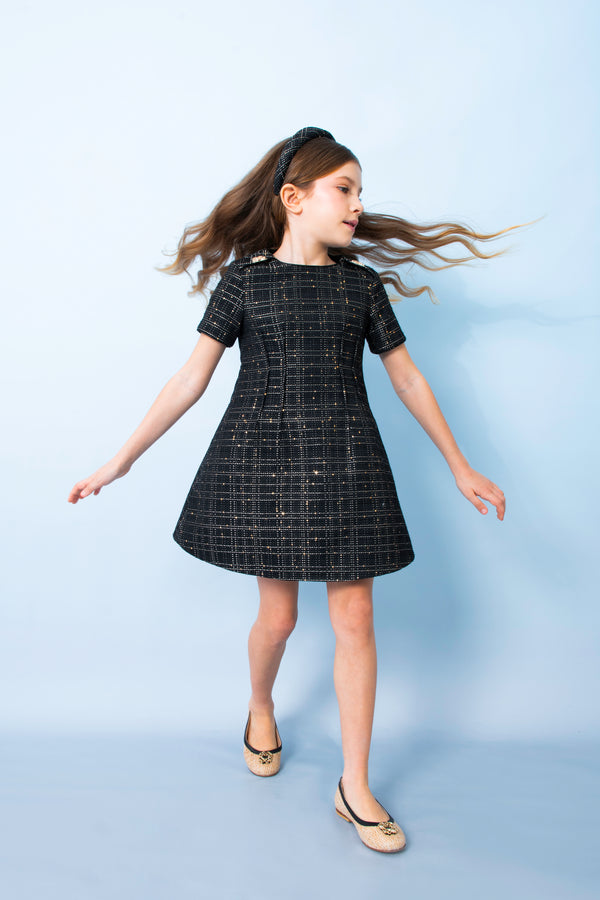 Black Tweed Sequin Dress