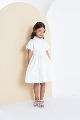 Cream Cotton Collared Dress