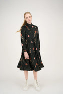 Black Velour Roses Emily Dress