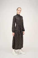 Black Small Print Taylor Dress