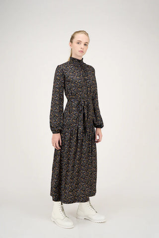 Black Small Print Taylor Dress