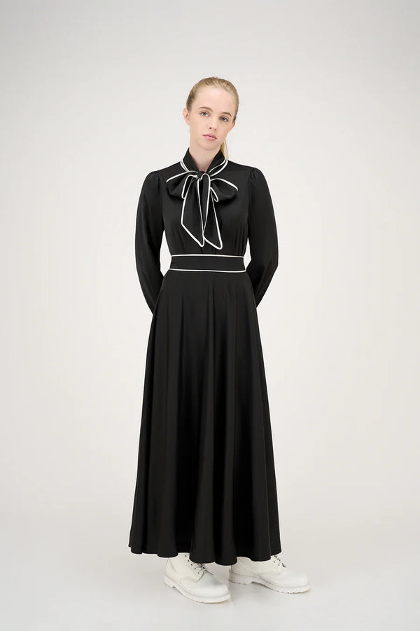Black with White Piping Jennifer Blouse