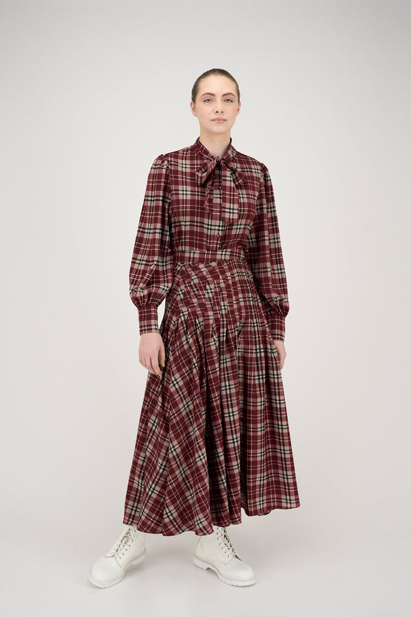 Wine Plaid Mara Skirt