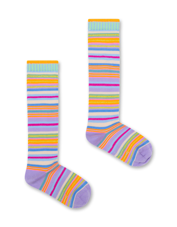 Orange Mirza Multicolored Striped Knee Socks