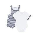 Navy and White Baby Striped Overall and Onesie Set