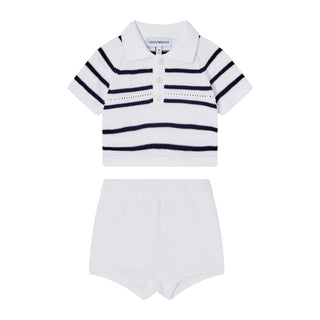 White Baby Knit Top and Shorts Set