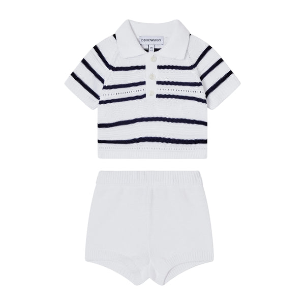 White Baby Knit Top and Shorts Set