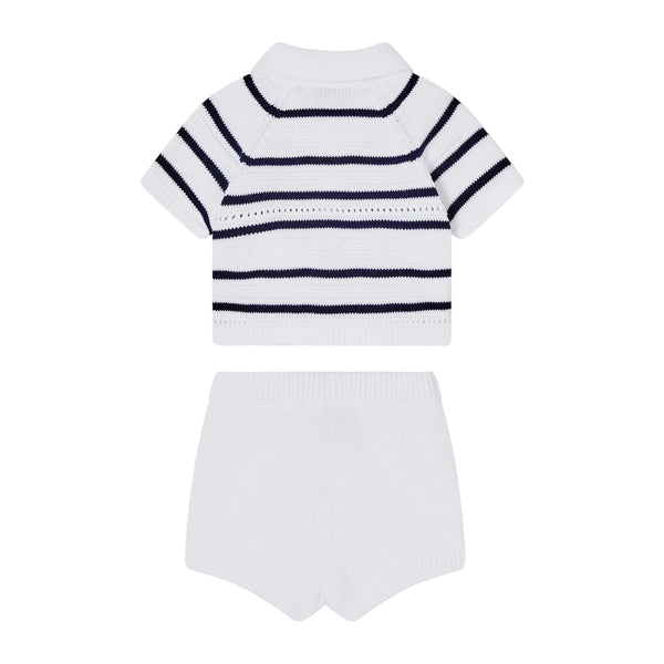 White Baby Knit Top and Shorts Set