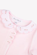 Pink Velour Scallop Collar Footie